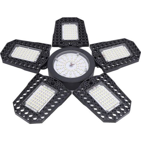 Superhelle LED-Garagenleuchte mit 2994 Lichtstrom und 6000 K, inklusive 6 verformbarer Paneele.