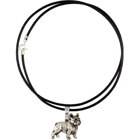 Bulldog francese I - collana con ciondolo placcato in argento per gli amanti dei cani, gioiello raffinato di Art-Dog (1/5)