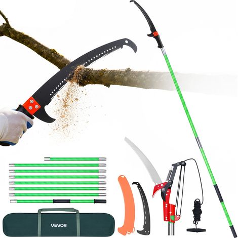 8 perches fibre de verre, scie à élaguer extensible 2,15-8,09 m, pour tailler branches hautes, lame acier 65Mn (1/5)