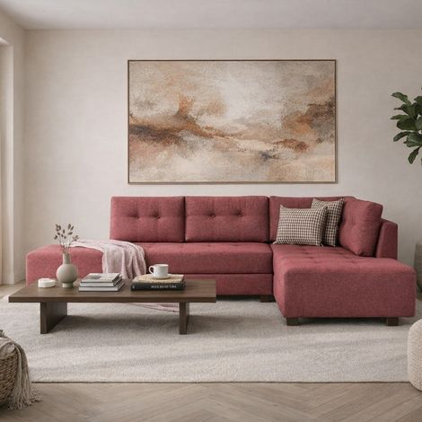 Schlafsofa roter Stoff - XL 280x206 cm - mit Rollen - Rechts -