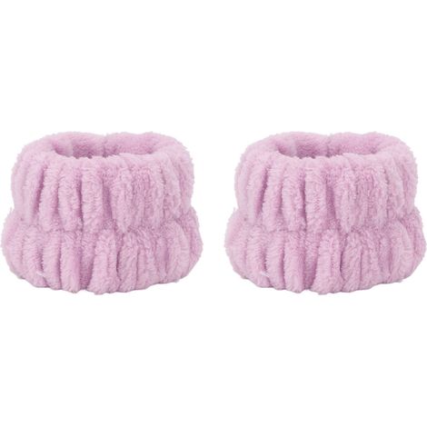 1 Paire de bracelets absorbants pour visage, doux et hypoallergéniques, unis lavables, serviettes de poignet pour femme, maison et voyage, violet (1/5)