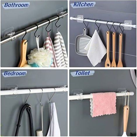 Support De Tringle À Rideau - Auto-adhésif - Pour Surface Lisse Verre Miroir Carrelage - 12 Pièces (1/5)