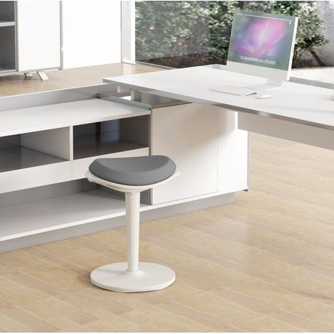 Tabouret de bureau ergonomique 42.5x35.5x56.5-71.5 cm gris en plastique réglable en hauteur (1/5)