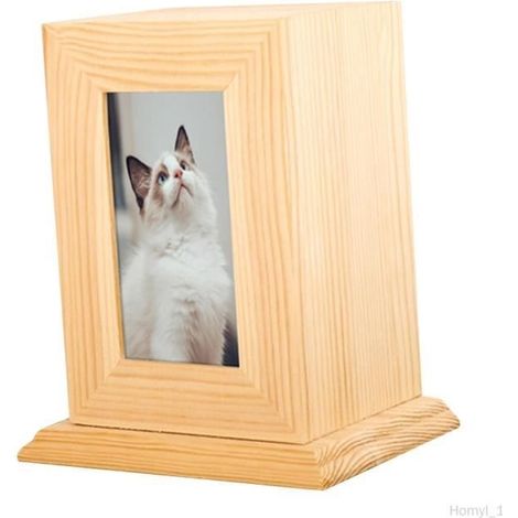 Urne funéraire pour animaux de compagnie, urnes en frêne pour chiens, cercueil, souvenir, funéraire, cadre photo Bois clair (1/4)