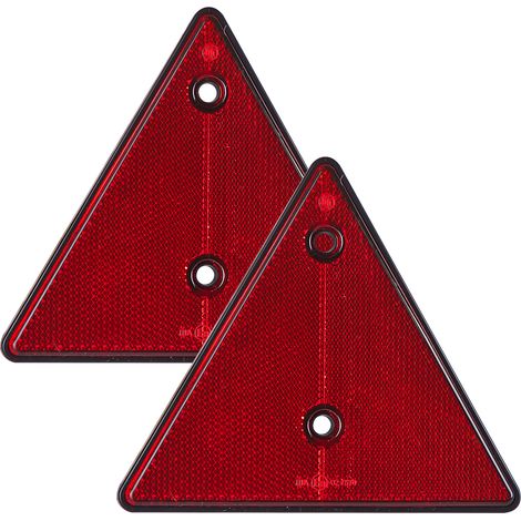 2 x Dreieck-Rückstrahler Katzenauge Reflektor rot ohne Pendel PKW Anhänger (1/3)