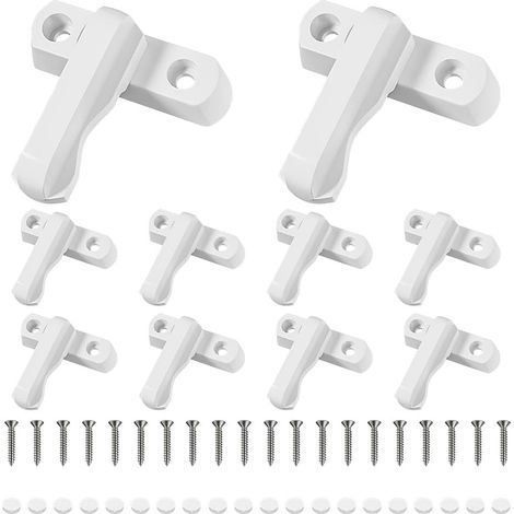 (10 Stück) Weißes Türschloss, 180° drehbar ABS, verstärktes Verriegelungssystem, geeignet für Fenster und Schiebetüren (1/5)