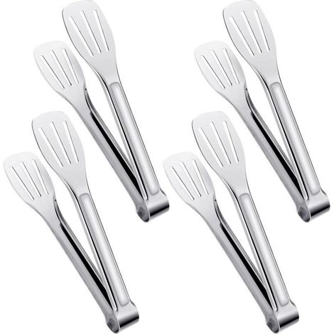 Pinces de service, pinces de cuisine, pinces à buffet, pinces alimentaires en acier inoxydable, petites pinces, lot de 4 (18 cm) (1/5)