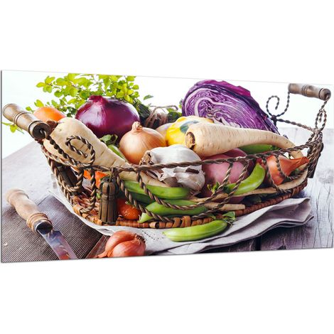PLAQUE DE PROTECTION EN VERRE POUR CUISINIÈRE 90x52 LÉGUMES (1/5)
