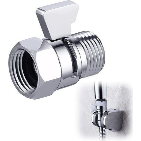 Robinet d’arrêt de douche en laiton chromé - Vanne d’angle G1/2 avec régulateur de débit, 1 pièce (1/5)