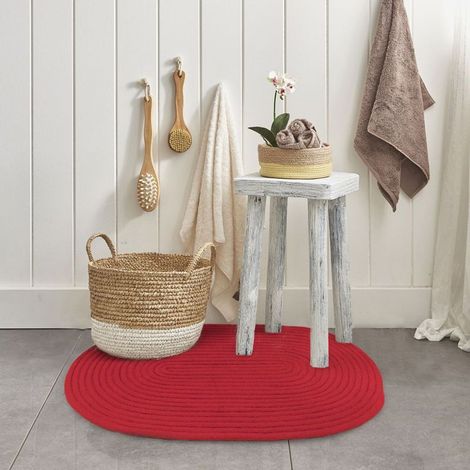 TAM TAM - Tapis en coton réversible effet cordage rouge 50x80 (1/3)