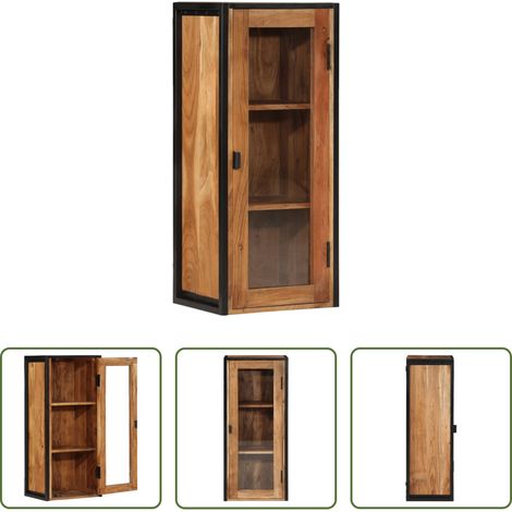 Rangement salle de bain - Armoire de salle de bain murale bois massif d'acacia et fer (1/5)