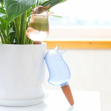 Arroseur Automatique pour Plantes - Cute Bird - Pic Poreux en Terre Cuite + PS - Ensemble de 5 - 16.6cm - Irrigation Autonome jusqu'à 5 jours pour Jardins, Balcons et Plantes d'Intérieur (1/5)