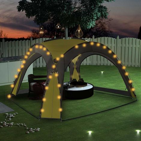 Tente de réception avec LED et 4 parois 3,6x3,6x2,3 m Vert (1/5)