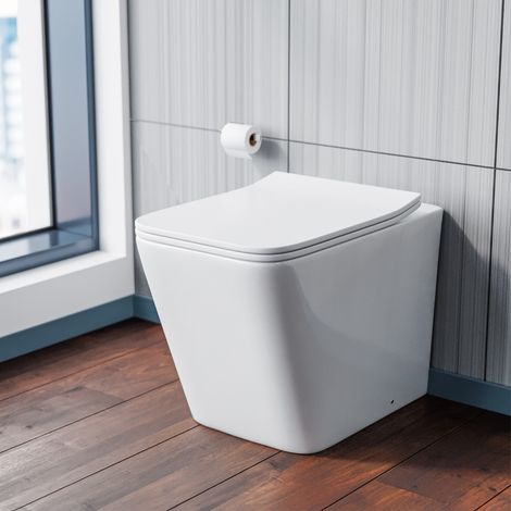 Rimless Back To Wall Toilet Pan with UF Toilet Seat (1/5)