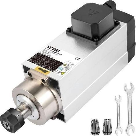 Kit de moteur de broche sans balais CNC Moteur de broche refroidi par Air carré 2.2KW 3KW 4KW ER20 ER25 pinces 4 roulements haute vitesse for la gravure CNC meulage de fraisage ( Color : 4KW ER20 , Si (1/5)