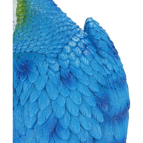 Figurine d'Oiseau Résine Réaliste Perroquet Bleu Sculpture Murale Décor Jardin (1/5)