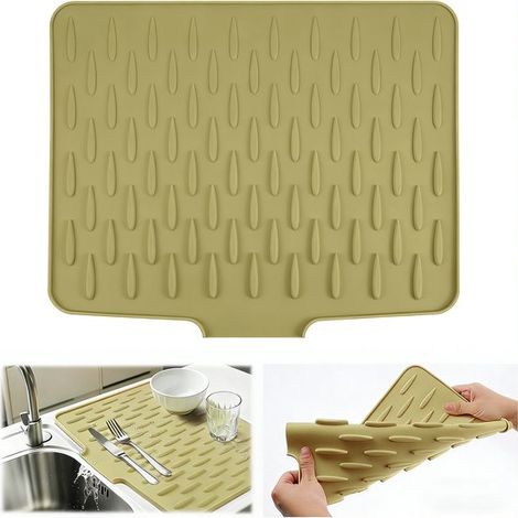 Abtropfmatte, multifunktionale Silikon-Abtropfmatte mit Rillen für Spüle/Arbeitsplatte, 40 x 32,5 cm (1/5)