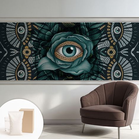 Papier peint intissé décoratif pour chambre et salon Design moderne à poser facilement - Colle incluse gratuite Œil floral 250x104 cm (1/5)