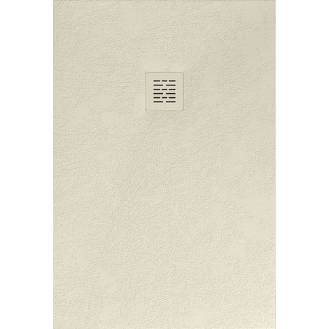 Mineralguss-Duschwanne extra flach SIERRA Schieferoptik Beige 100x100 cm Auslaufschutz in Farbe