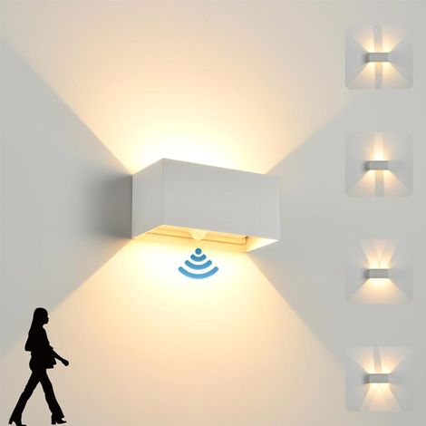 BOMCLAP Applique murale à lumière blanche chaude 24W,applique murale étanche extérieure à LED,angle d'éclairage réglable-avec détecteur de mouvement (1/5)