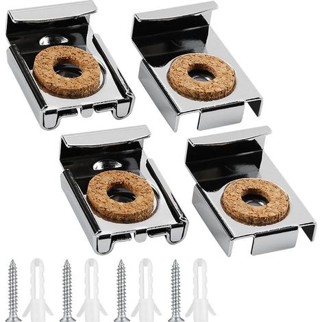 4-piece mirror mounting kit, square mirror bracket, frameless glass wall mounting kit with 4 sets of pins and screws for hanging and fixing mirrors or glass (1/5)