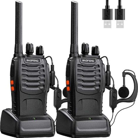 Ricetrasmettitore PMR professionale a 16 canali – Portata 10 km – Ricaricabile con batteria da 1500 mAh – Cuffie e caricabatterie USB inclusi -Crezuo
