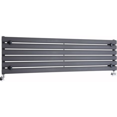 Hudson Reed – Radiateur horizontal anthracite 35,4 x 160 cm – Puissance 815W – Acier durable – Installation sous fenêtre