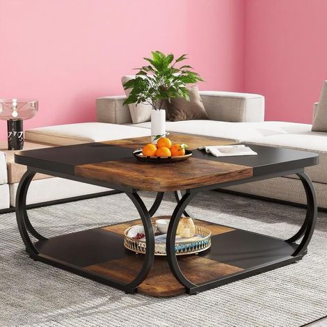 Table basse carrée discrète en bois, style minimaliste, idéale pour le salon ou la décoration intérieure. (1/5)