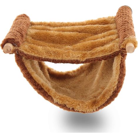 Hamac pour hamster couleur café chaud, un lit suspendu confortable pour petits animaux de compagnie, fabriqué en peluche, adapté aux petits animaux tels que les cochons d'Inde et les furets. (1/5)