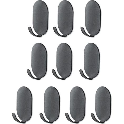 10 Pack Black Self Adhesive Hooks - Nail Free Black Wall Hooks - Stick on Wall Hooks for Bathroom, Kitchen, Office, Sink, Fridge, Heavy Duty Black Hooks (1/5)