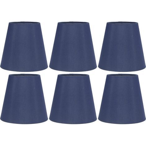 Abat-Jour, 6 pièces en Tissu Bonne Transmission de la lumière Abat-Jour en Tissu Doux et Soyeux Facile à Installer léger Abat-Jour Cloche pour Ampoule E14(Bleu foncé) (1/5)