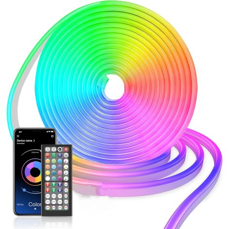 Ruban LED Néon 5M, Modèles DIY Bande LED avec APP/Télécommande, Synchronisation Musicale, Néon LED Chambre Gaming, Imperméable, pour Intérieur, Extérieur, Decoration Chambre (1/5)