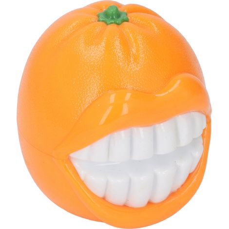 Jouet à mâcher pour chien résistant aux morsures, avec couinement et imitation de nourriture. Jouet multifonctionnel pour le nettoyage des dents et l'entraînement au rapport d'objets. Couleur orange. (1/5)