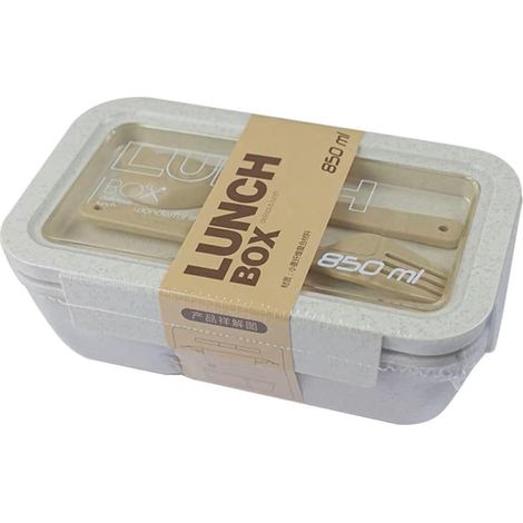 1 Boîte alimentaire 850ml 2 compartiments hermétique sans BPA couverts inclus bureau école