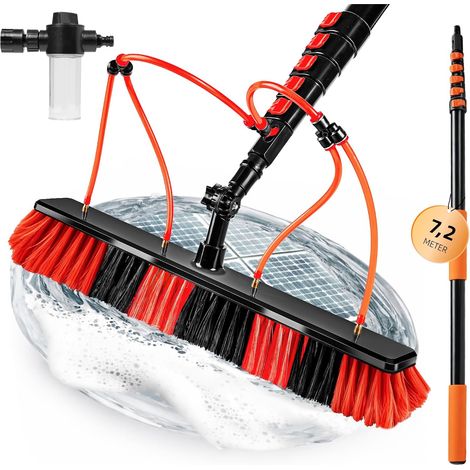 7.2 m with 4 Holes Telescopic Roof Brush, Pole Cleaning Roof, Telescopic Handle 7.2 m with Water Connection, Telescopic Pole Cleaning Solar Panels, Telescopic Broom Brush 1 Piece (1/5)