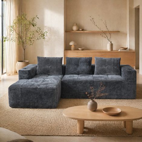 sofá 4-5 plazas con portavasos chenilla 258 cm OKMYHOME (1/5)