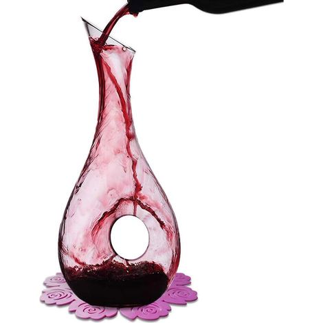 1 Decantador de vino, cristal soplado, 1200 ml, diseño en espiral, aireador de vino tinto, regalo para fiestas (1/5)