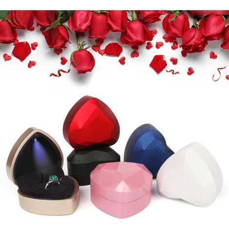 Herzförmige Ringbox mit LED-Beleuchtung, Schmuckaufbewahrungsbox, Ringbeutel, Geburtstagsgeschenk (1/5)