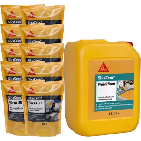 SIKA Masonry Pack - 10x SikaCem Fibra 30 300g - SikaCem Fluidificador 5L