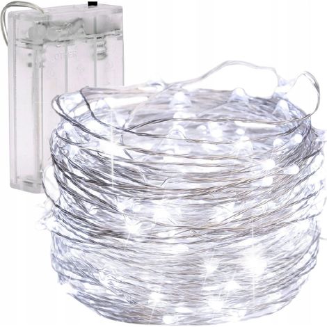 Lichterkette mit 50 batteriebetriebenen LEDs, kaltweiß, 5 m, Weihnachtsbaumbeleuchtung, Dekoration (1/5)