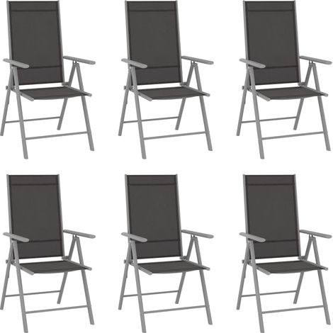 Lot de 6 Chaises de jardin et de camping pliables, Chaises de relaxation, Textilène Noir OIB8187E (1/5)