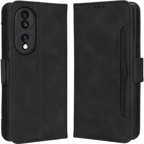Custodia a libro per Honor 70 5G, con scomparto per carte, nera (1/5)