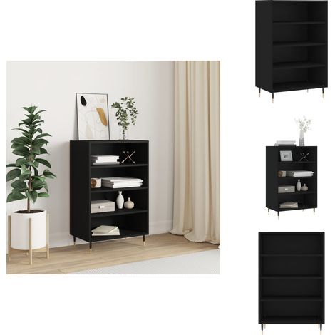 Buffet haut noir 57x35x90 cm bois d'ingénierie - Buffet Design Moderne - Meuble Rangement Cuisine - Armoire Haute - Buffet Noir - Buffet Industriel (1/5)