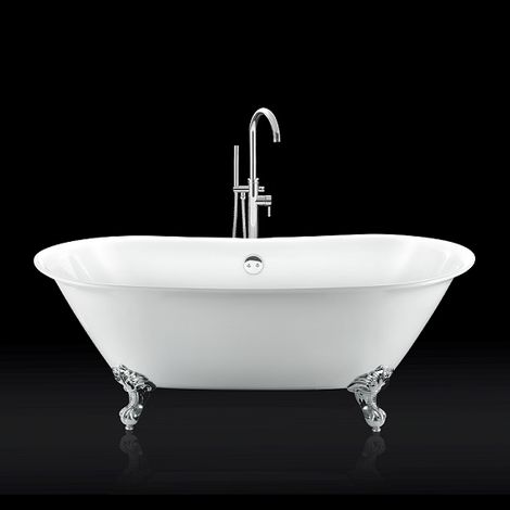 Baignoire sur pieds rétro SURRY HILLS Blanche 165 cm Pieds d'Aigle Chromés