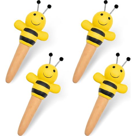 Juego de 4 estacas de riego para plantas, dispositivos de riego automático de terracota, macetas navideñas con forma de abeja, ideales (1/5)