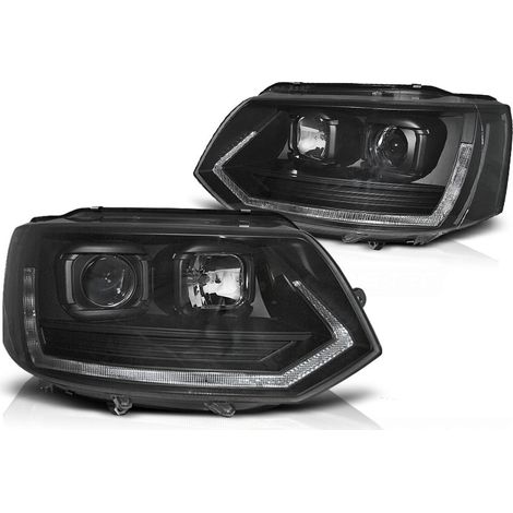 Scheinwerfer für VW T5 10-15 TUBE LIGHT T6 LOOK SCHWARZ