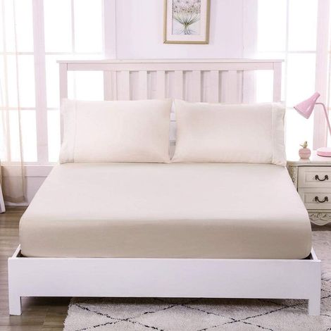 Drap-housse 90 x 200 cm en coton, infroissable et extensible, doux et respirant