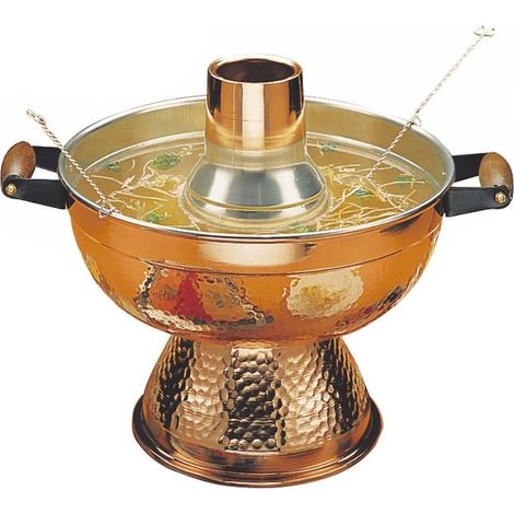 Marmite à fondue chinoise 1200W 3,5L – Cuivre massif martelé – 6 passoires en métal – 16115 – Tellier (1/2)