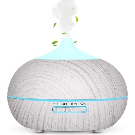 300ML Diffuseur Huiles Essentielles Electrique, Humidificateur d'air Ultrasonique Arrêt Automatique / 7 Lumières de Couleur / 3 Réglages de Minuterie, Bureau, Chambre, Yoga, Grain de Bois Blanc (1/4)