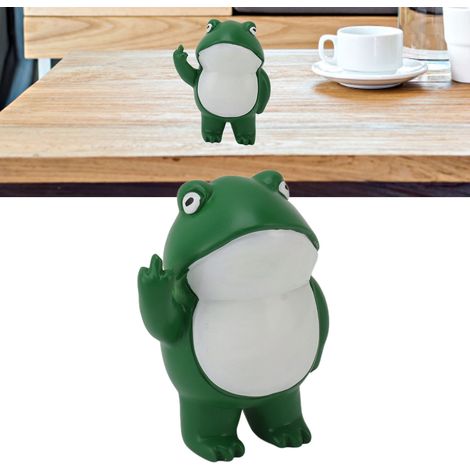 Rebellische Froschfigur – Eine lustige und originelle Froschfigur, die den Mittelfinger zeigt, ideal für Terrassen im Freien. (1/5)